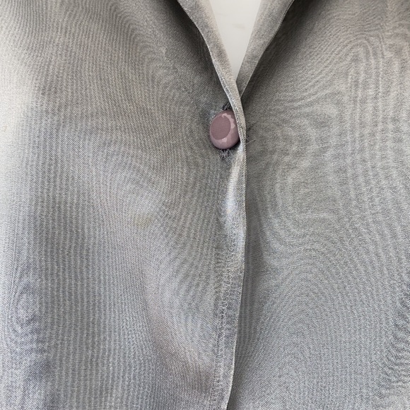 STUDIO JAX grey/silver sheer blouse LARGE - Picture 4 of 6